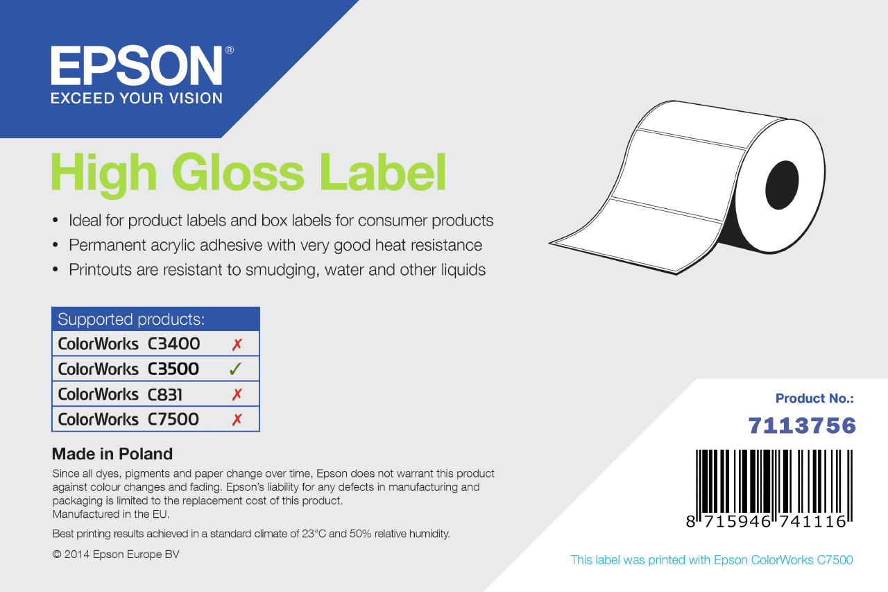 EPSON High Gloss Label 76x51mm 610 Etiketten, Die-Cut
