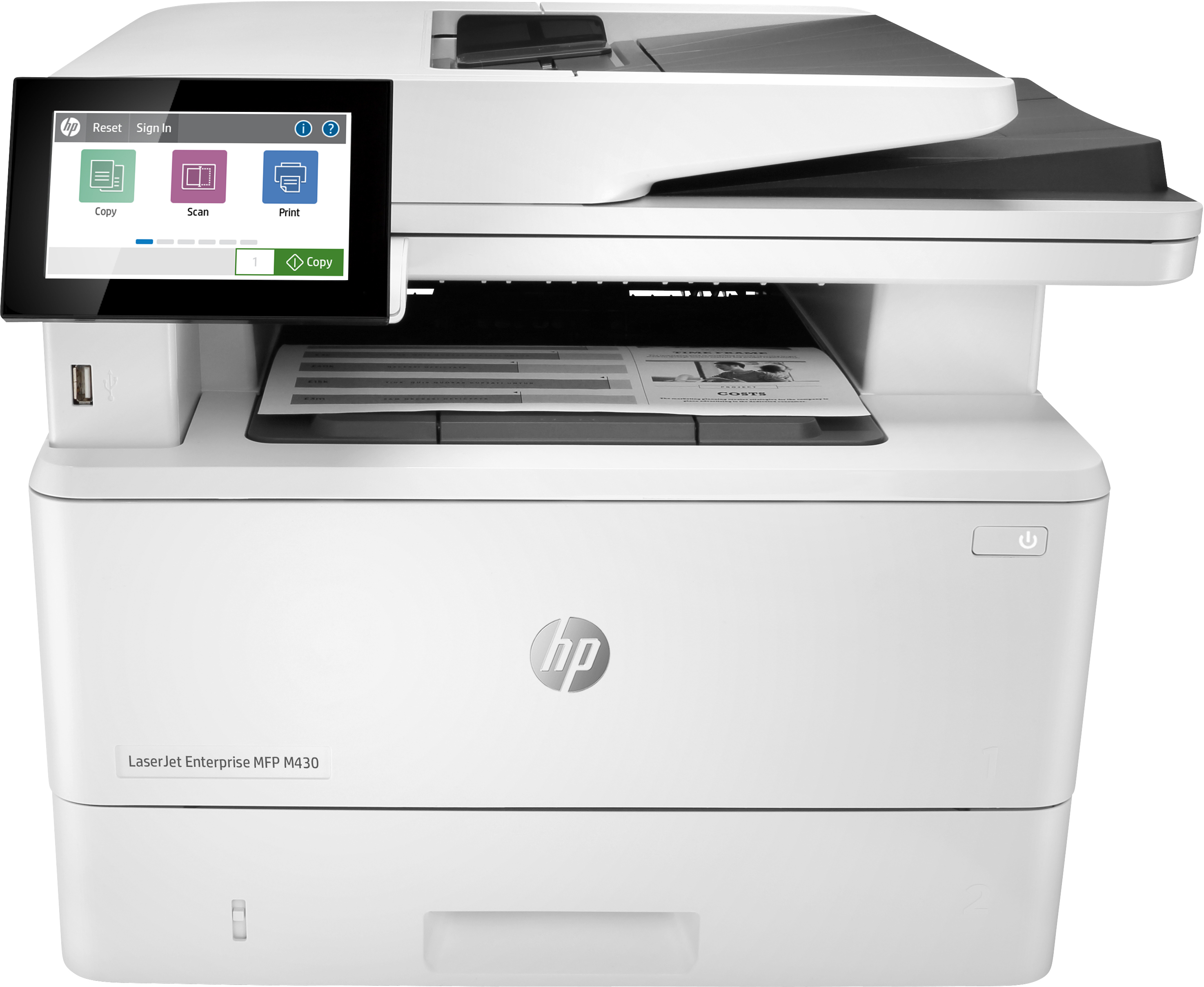 HP LaserJet Enterprise MFP M430f MFP Mono laser 216x297mm A4 38ppm Copy 40ppm Print 350sheets USB LAN sort hvid laser