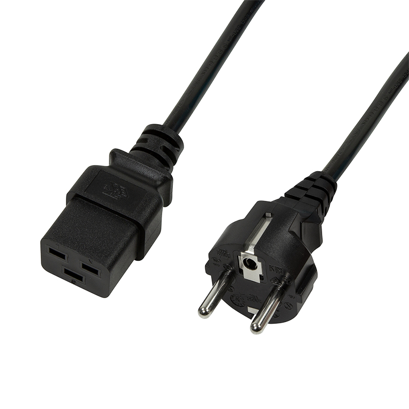 Power cable, CEE 7/7 to IEC C19, black, 1.8 m