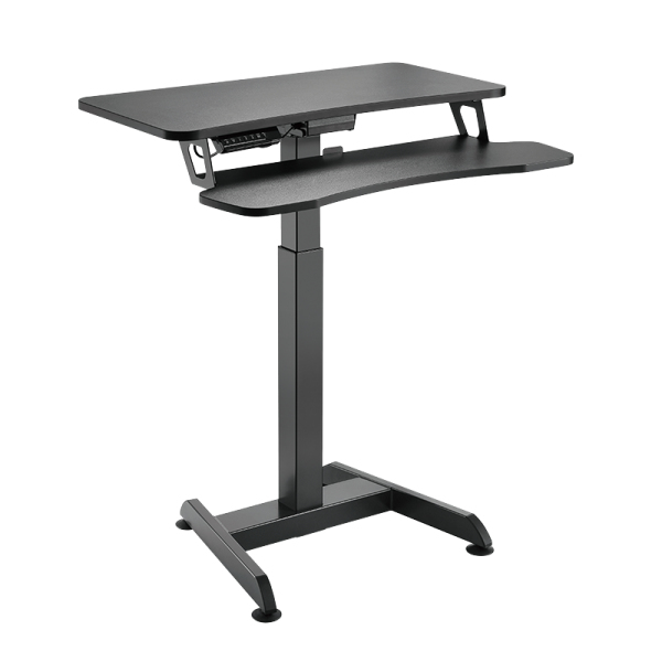 Sit-stand workstation, single motor, w/ keyboard tray, black