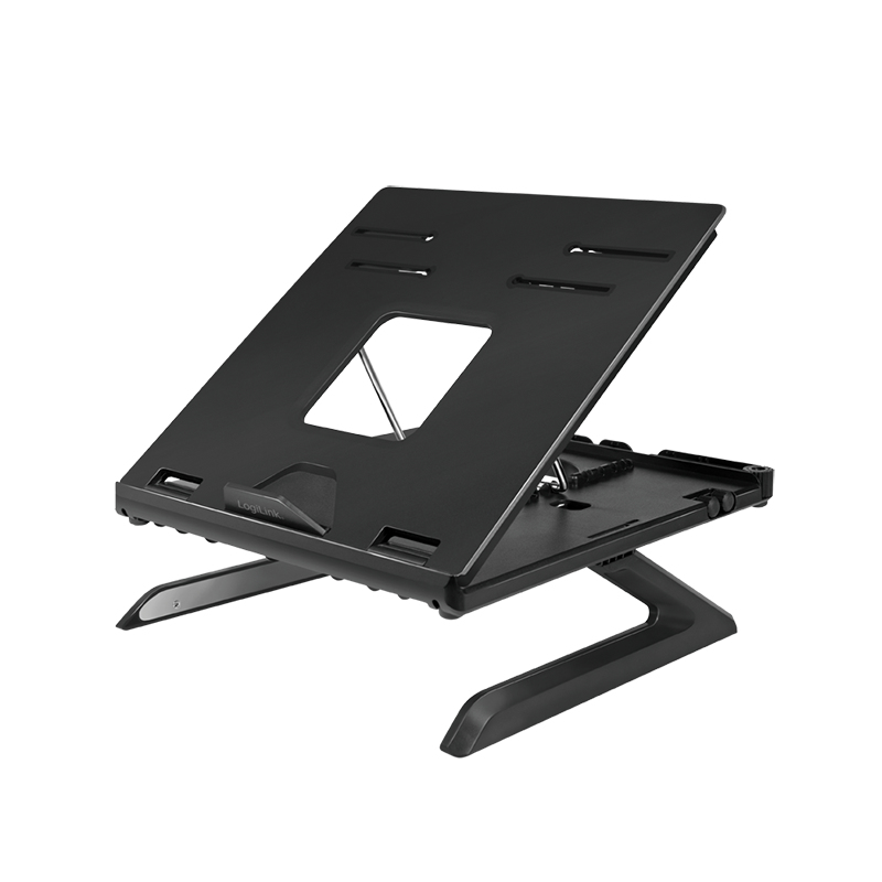 Notebook stand, foldable, height adjustable, black