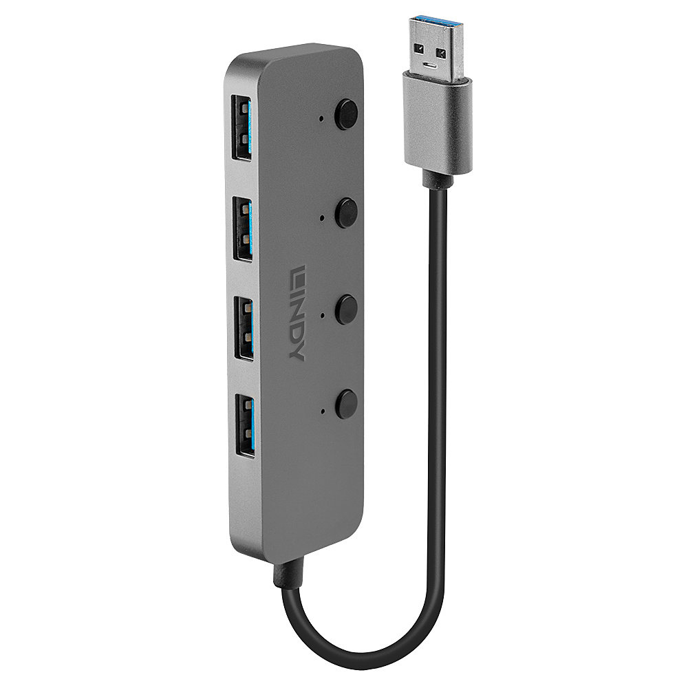 Lindy 4 Port USB 3.0 Hub with  On/Off Switches
