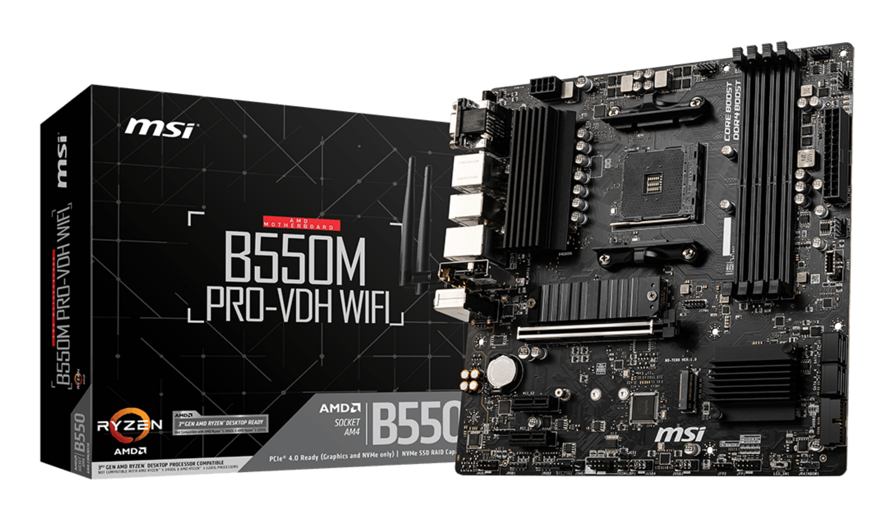 MSI B550M PRO-VDH WIFI Micro-ATX AM4 AMD B550