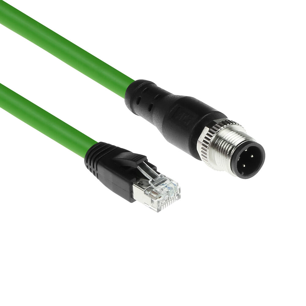 Industrial 1.50 meters Sensor cable M12D 4-pin male to RJ45 male, Superflex Xtreme TPE cable, shielded