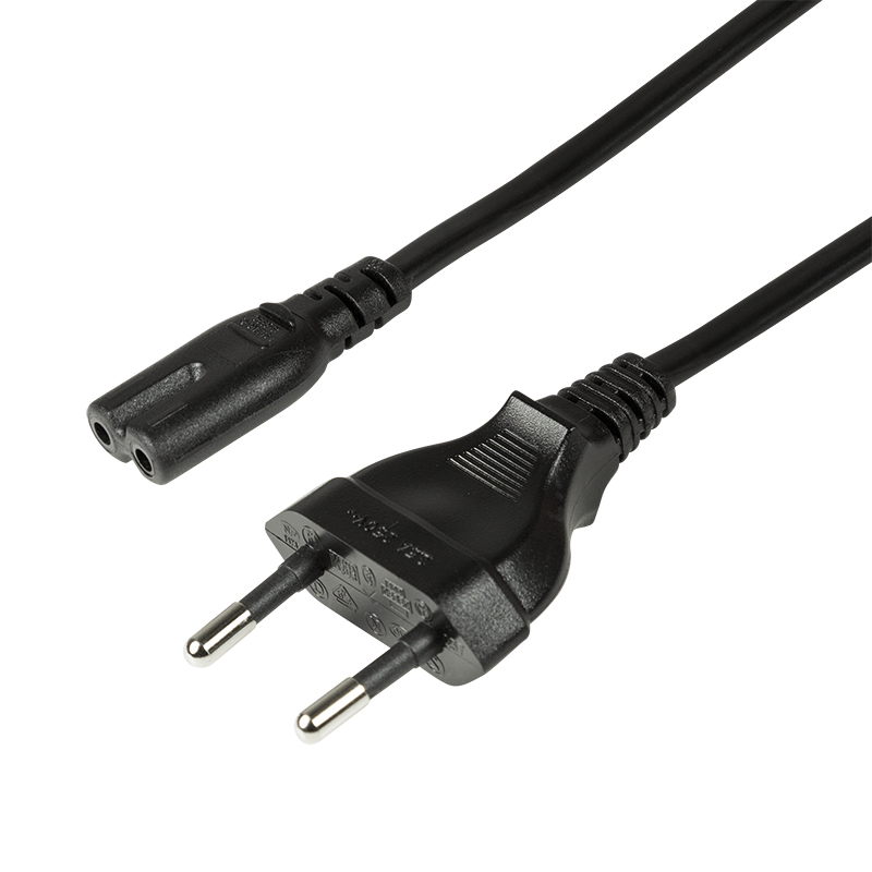 Power cable, CEE 7/16 to IEC C7, black, 3 m