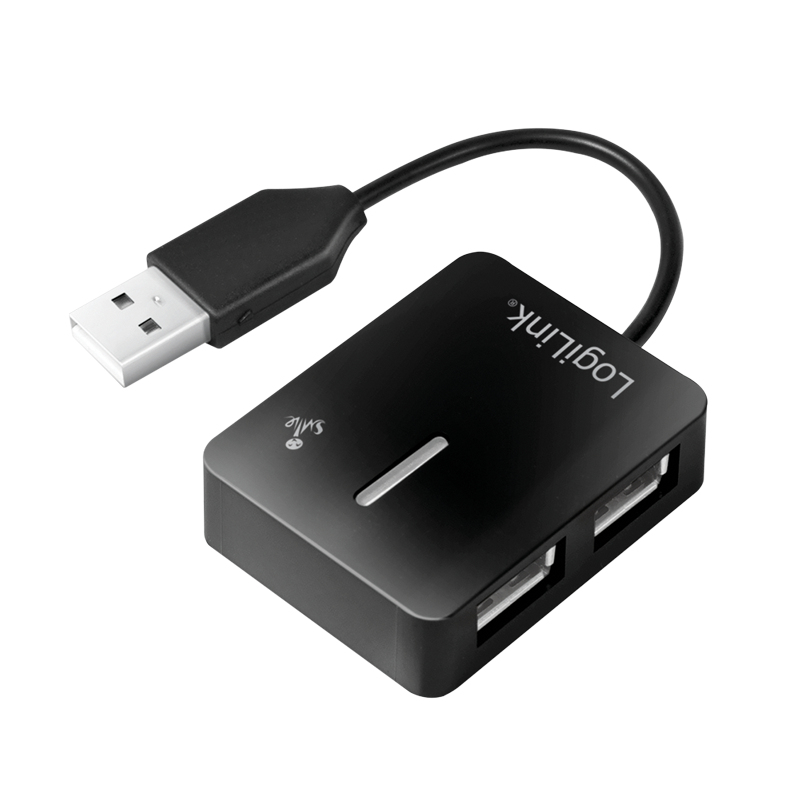 LogiLink USB 2.0 Hub, 4-port, "Smile",  black USB 2.0 4-Port Hub, 480  Mbit/s, Black, Windows 98SE/ME/200/XP/Vista/2003/7, 450 g