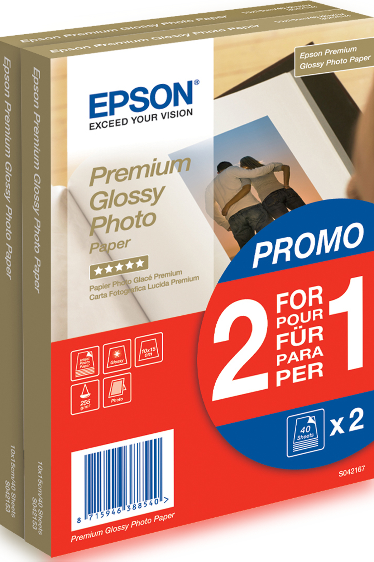 Premium Glossy Photo10x15 paper, 255g/m², 80 Sheets