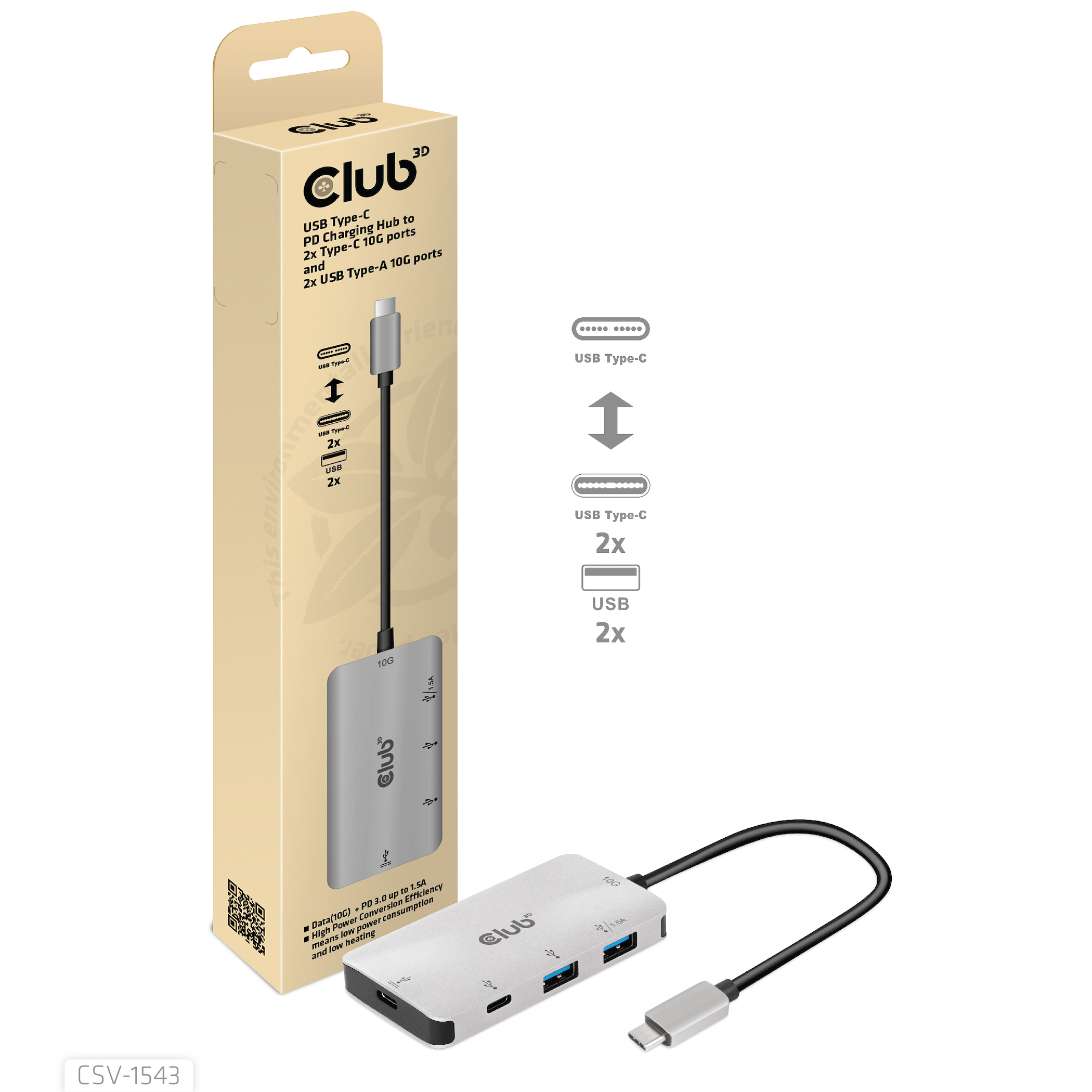 Club3D Adapter USB 3.1 Typ C > 2x USB