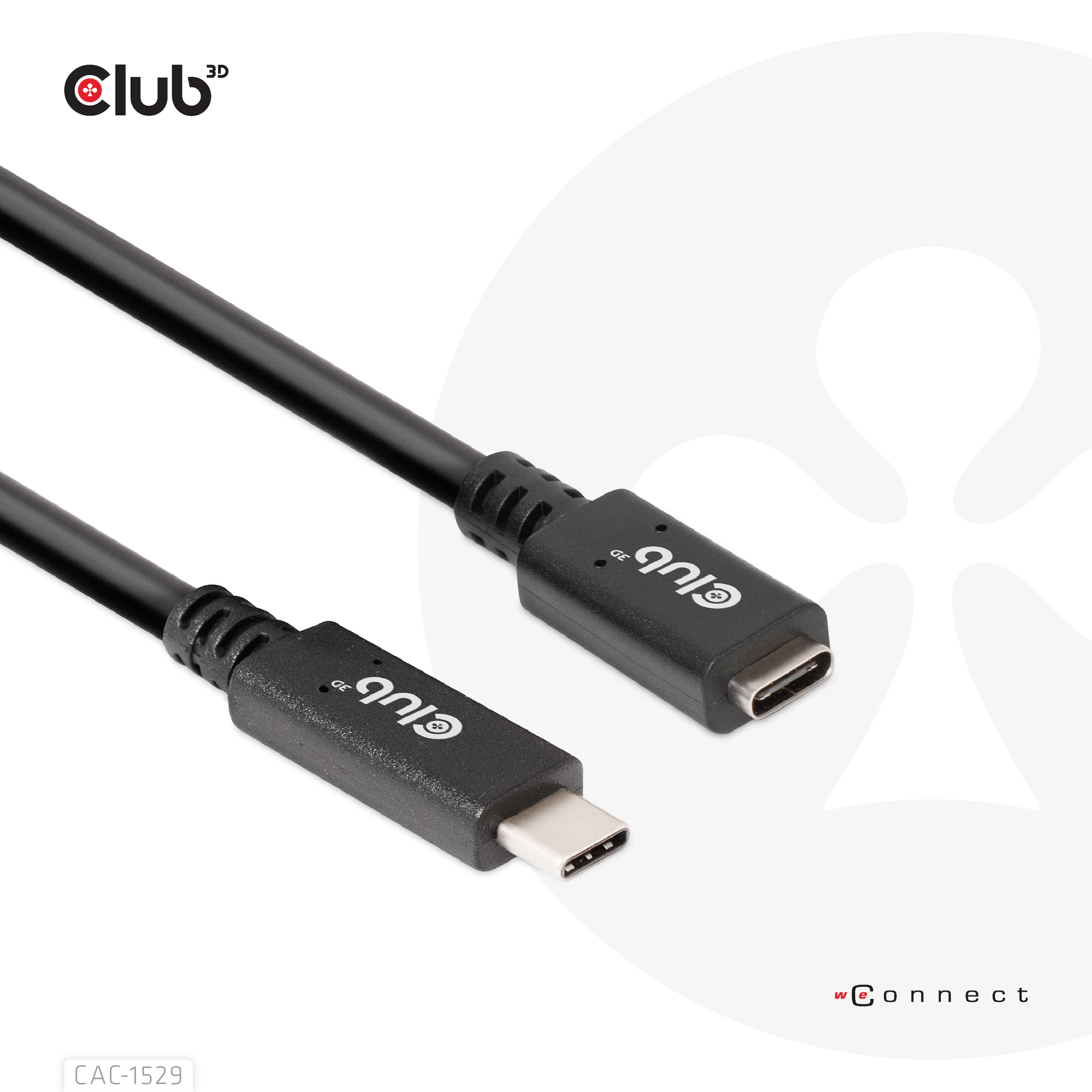 Club3D Usb Gen1 Type-C Extension  Cable 5Gbps 60W(20V/3A)  4K60Hz M/F 2M/6.56Ft