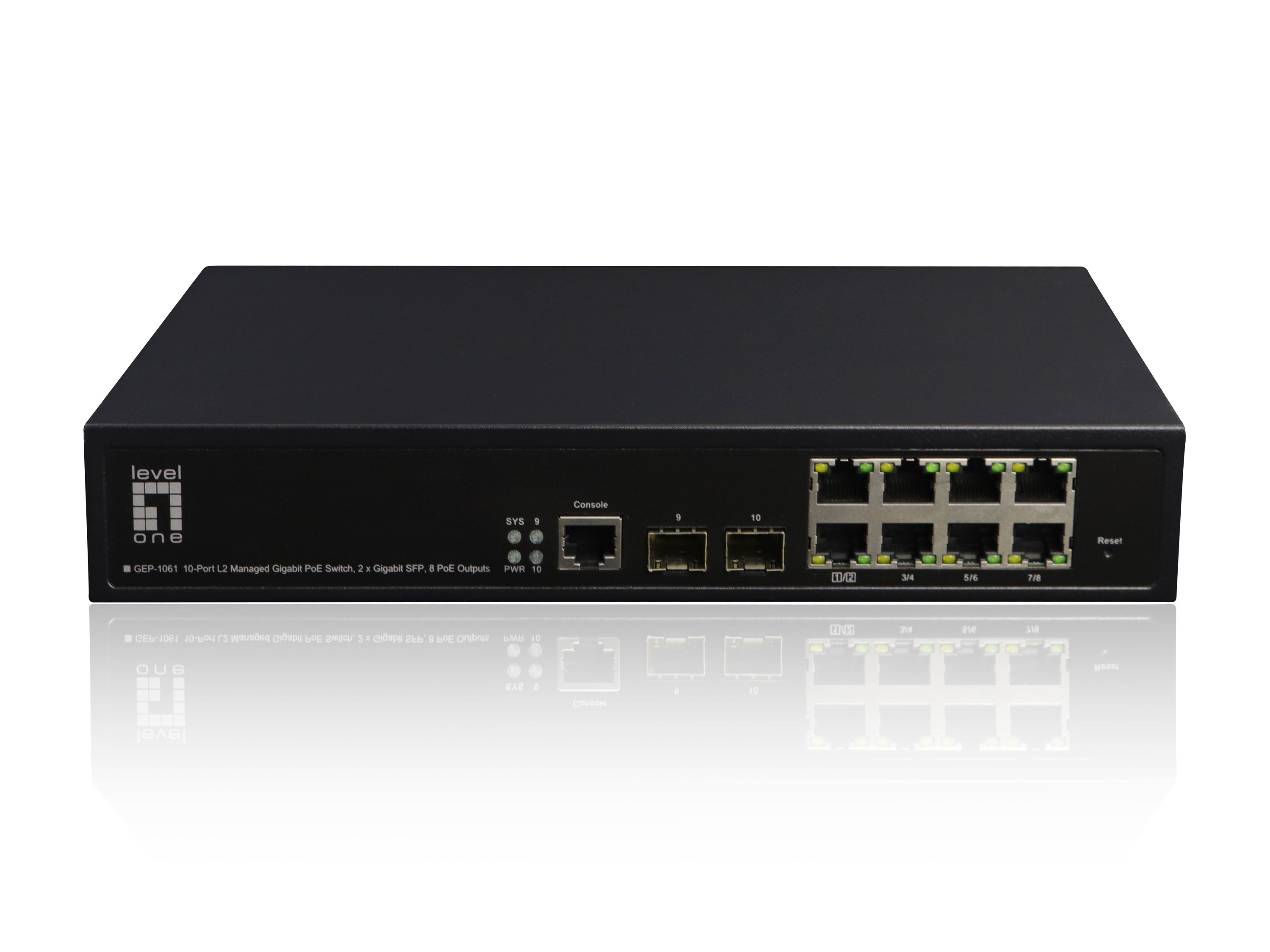 Switch 8x GE GEP-1061 2xGSFP 19" 180W 8xPoE+