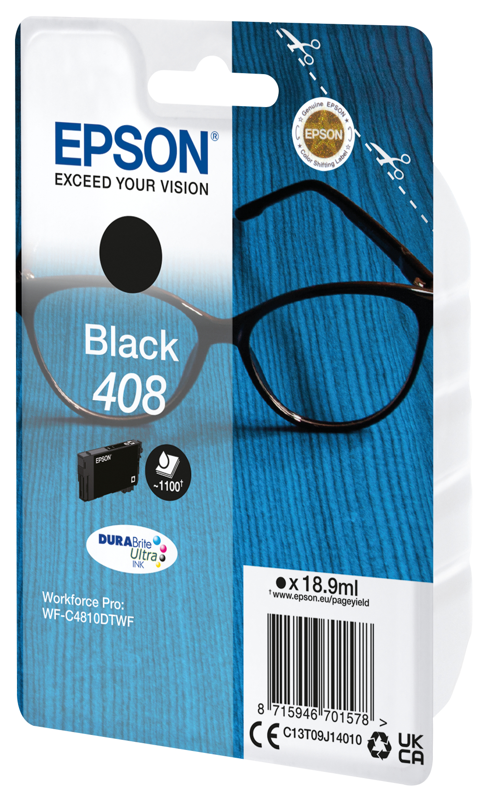 EPSON 4LB Singlepack Black 408 DURABrite Ultra Ink