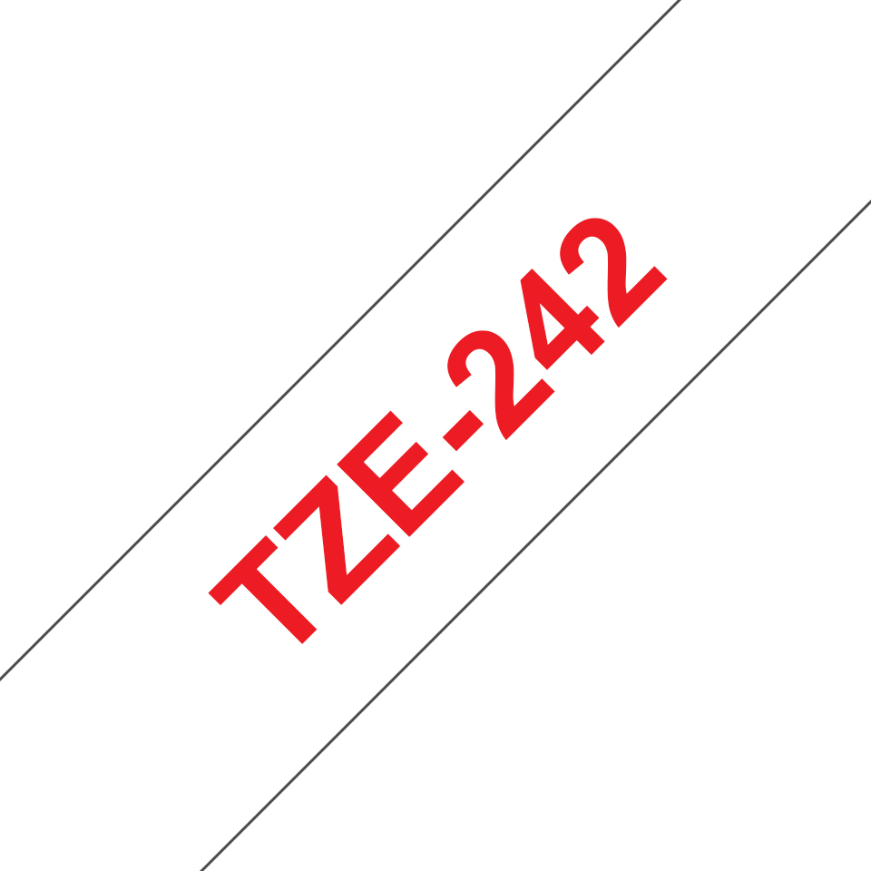 Brother TZE242 18mm Röd på vit laminerad