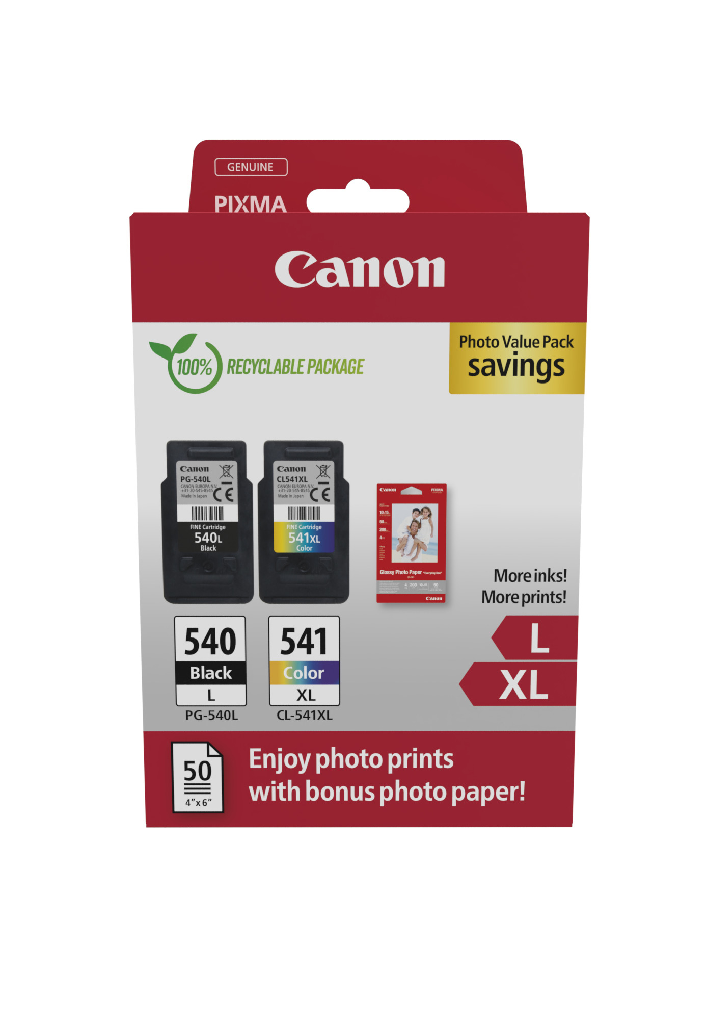 Canon Tinte PG-540L/CL-541XL 5224B012 2er Pack (BK/Color) inkl. Fotopapier