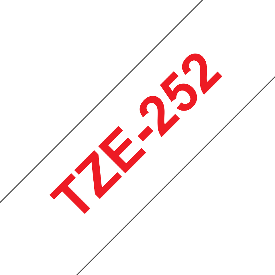 Brother TZE252 Tejp RödText, Vit botten, 24mm