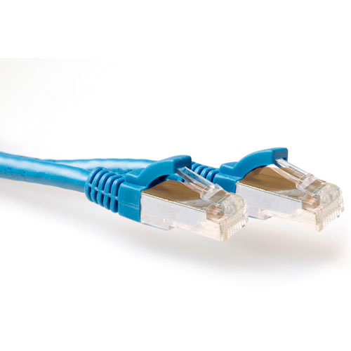 Blue 0.5 meter SFTP CAT6A patch cable snagless with RJ45 connectors