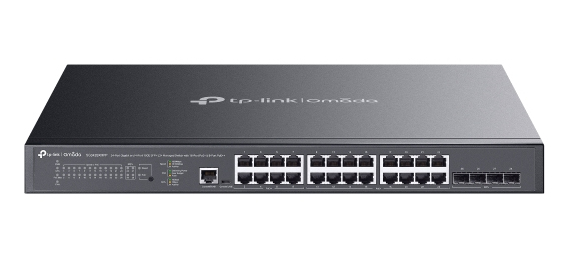 TP-LINK SG3428XMPP Omada 24-Port Gigabit 4-Port 10GE SFP+ L2+ Managed Switch 16x PoE+ 8x PoE++