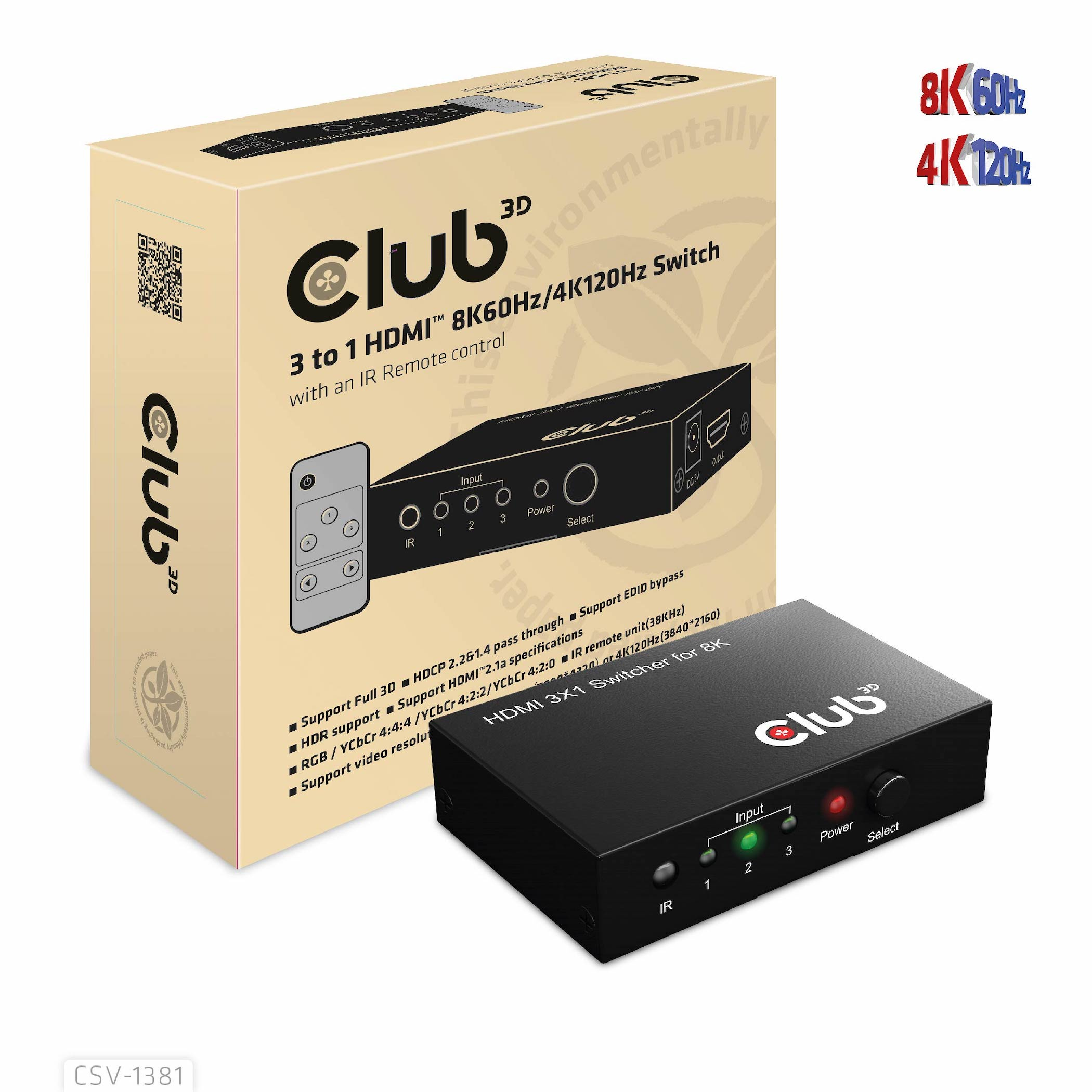 Club3D HDMI Switchbox 3 Eingänge -> 1