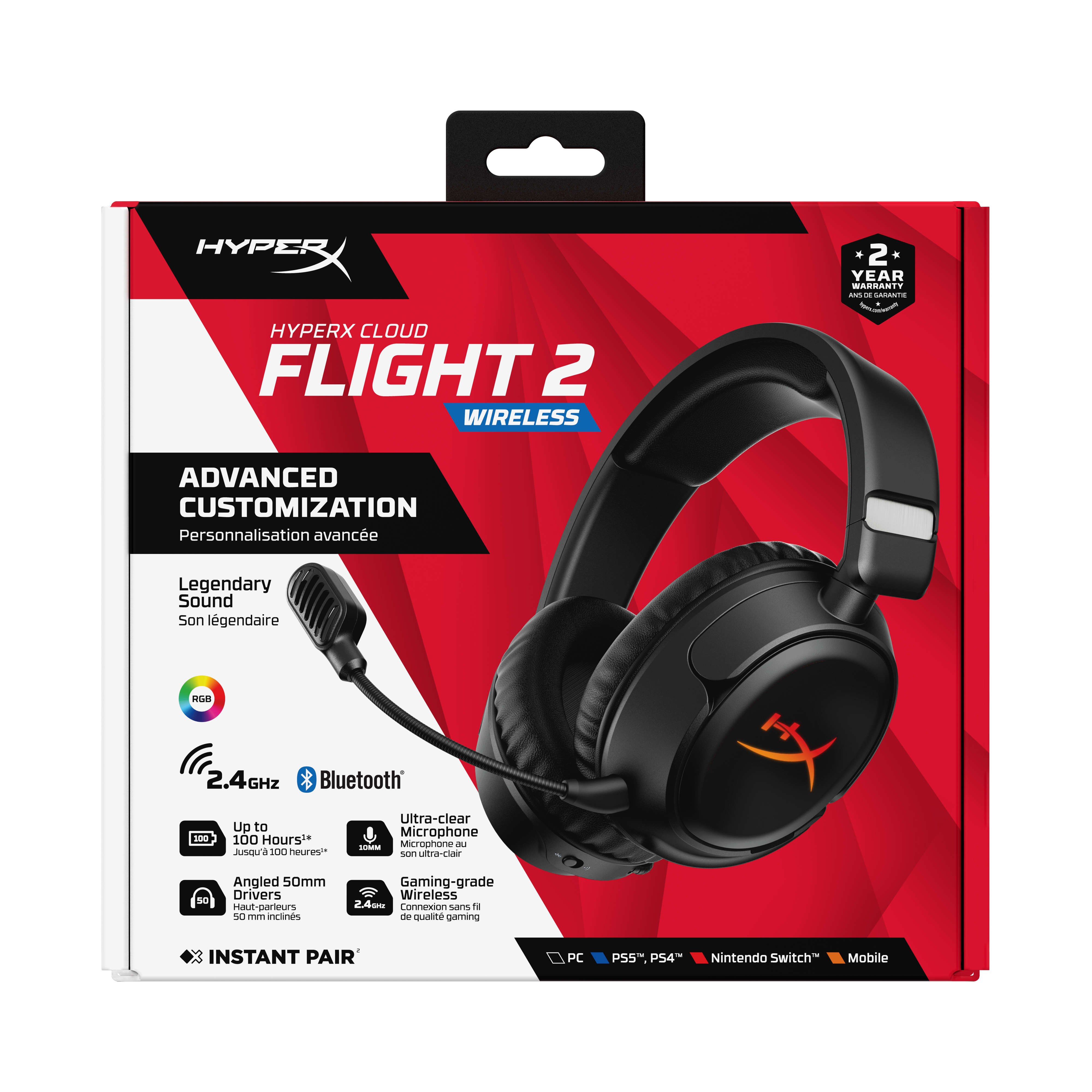 HyperX Cloud Flight 2 Trådløs Høretelefoner Sort