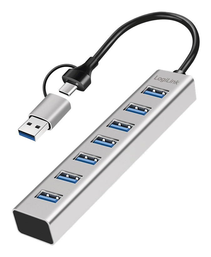Logilink USB 3.0 Hub, 7-port, USB-A, aluminum housing