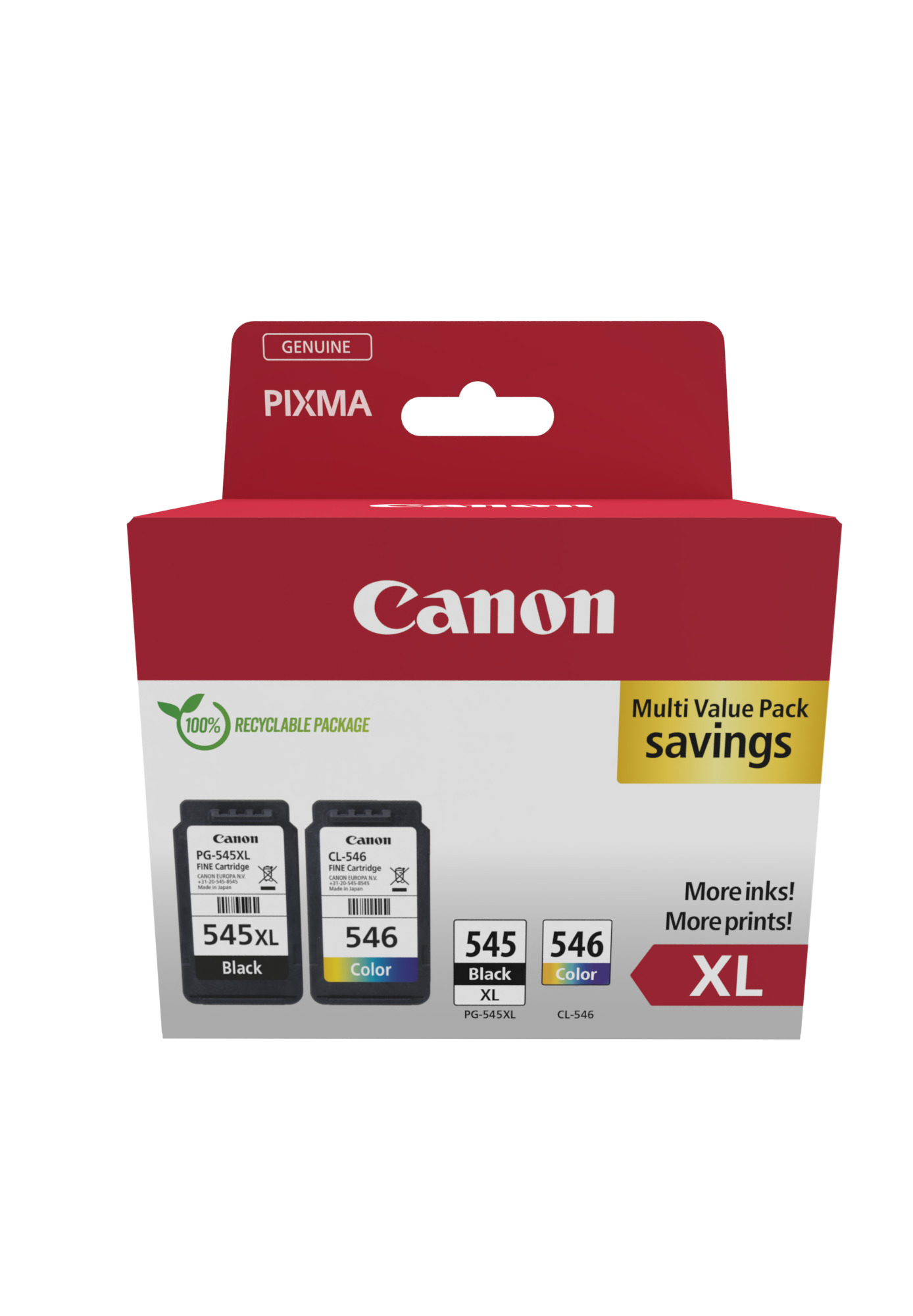 Canon PG545XL BK / CL546XL C/M/Y Tintenpatronen + Fotopapier Value Pack 8286B012