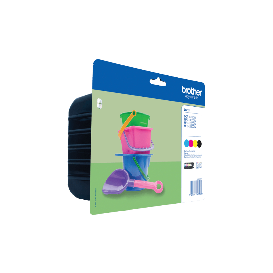 Brother LC 221 Value Pack Sort Gul Cyan Magenta 260 sider