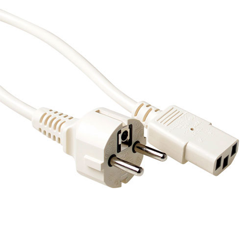 Powercord mains connector Schuko CEE 7/7 male (straight) - C13 IEC 60320 ivory 1.5 m