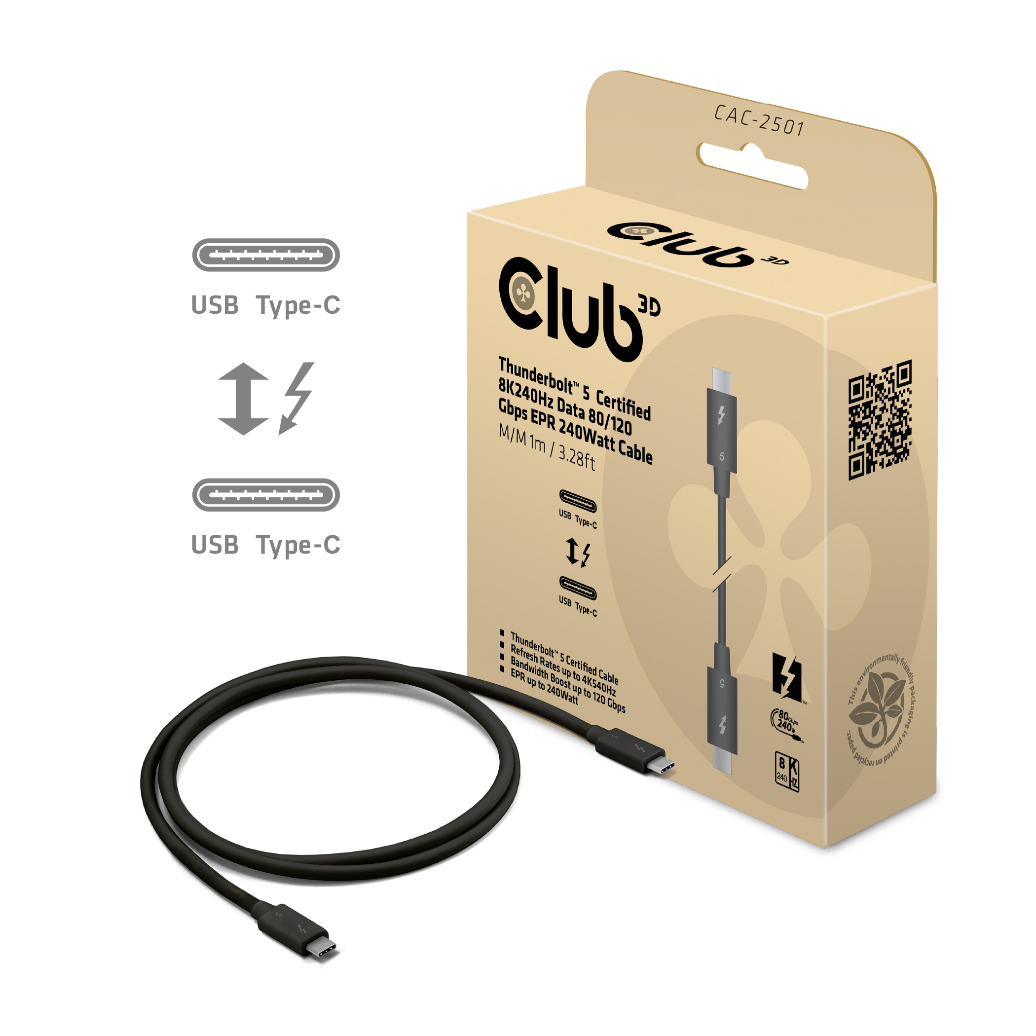 Club3D Kabel Thunderbolt5 zertifi. 8K2