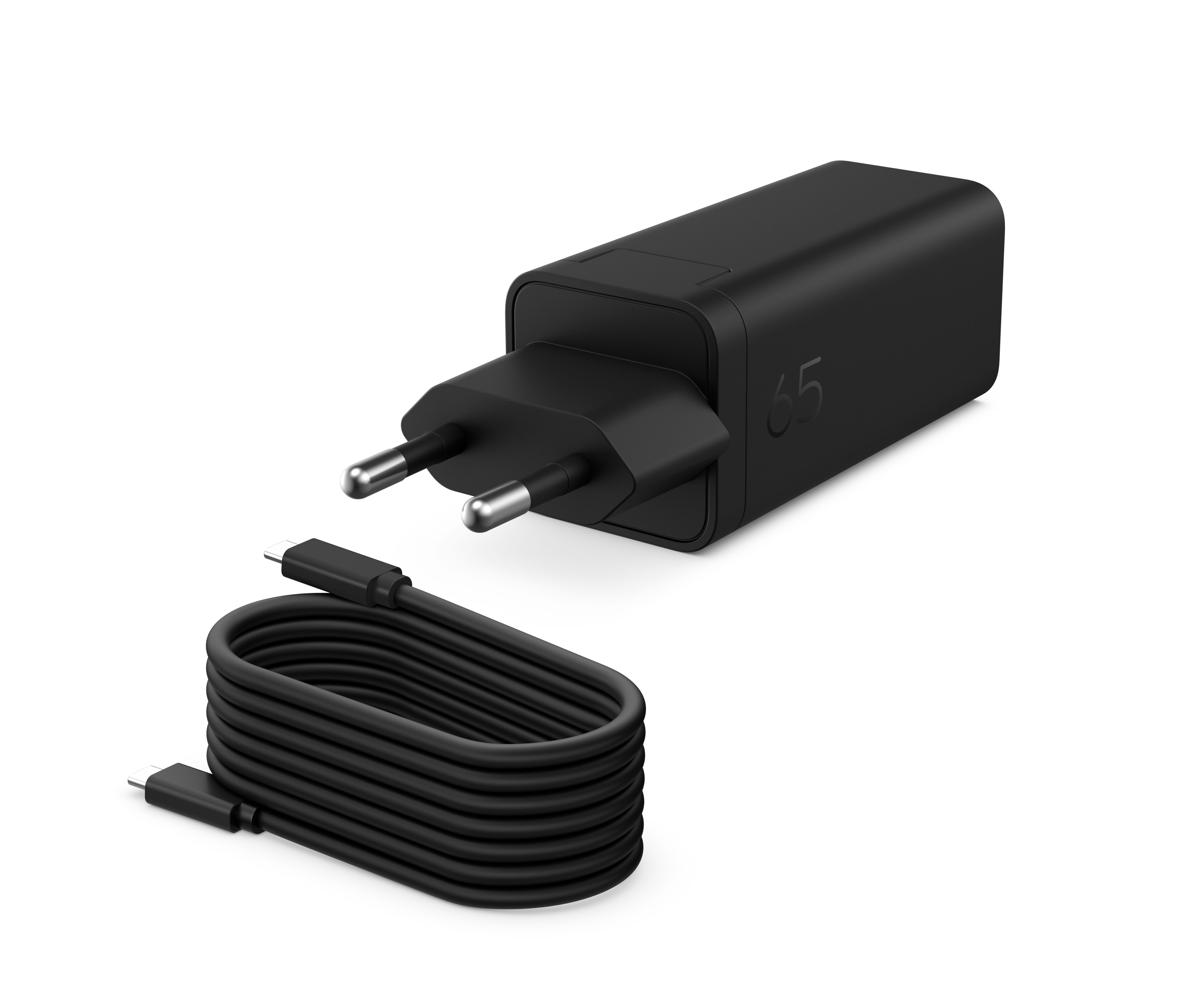 N HP USB-C 65W GaN Ladegerät Schwarz, inkl. 2m USB-C Kabel, Power Delivery (PD) 3.0