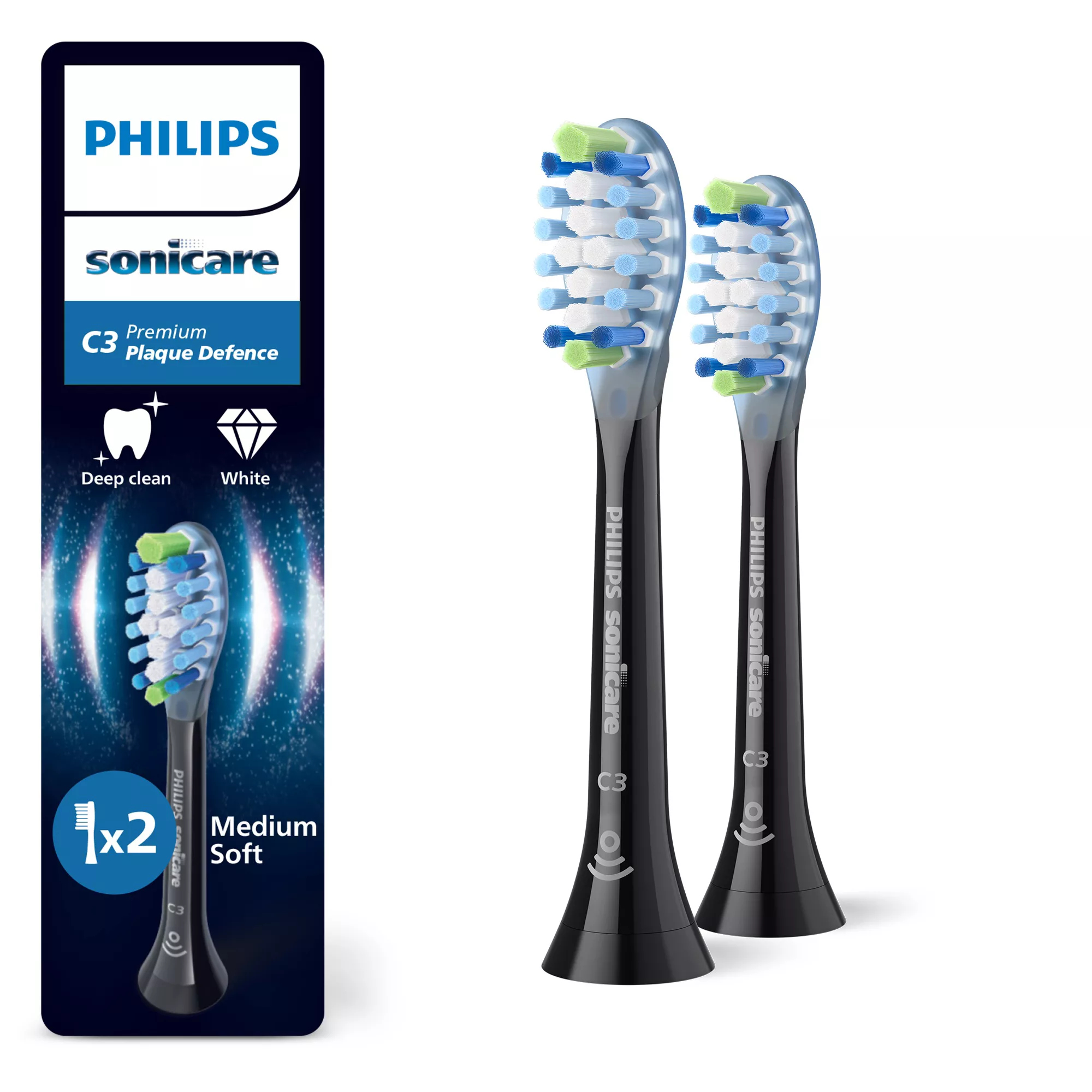 Philips Sonicare C3 Premium Plaque Defence HX9042 Ekstra tandbørstehoved 2 Sort