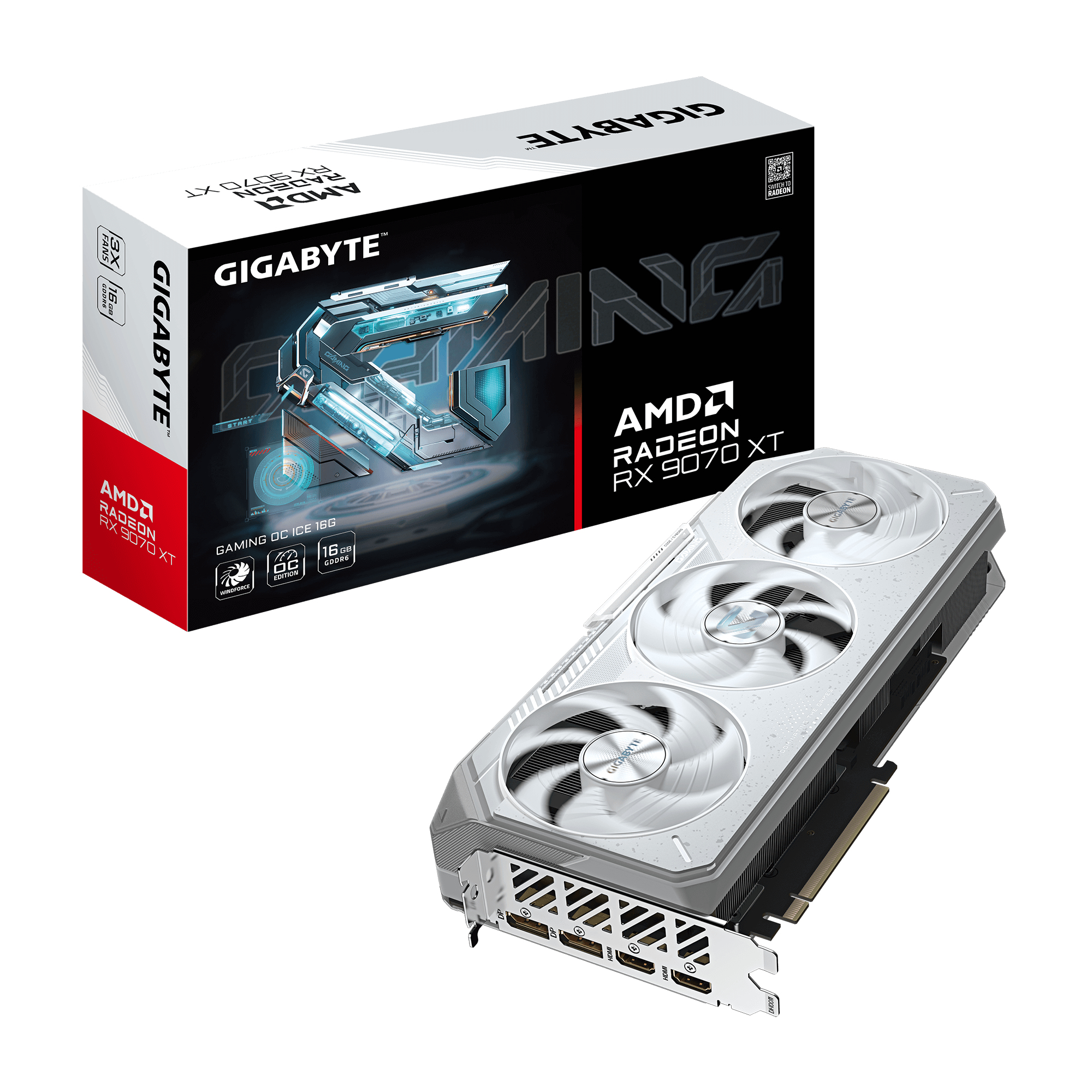 RX 9070 XT 16GB Gigabyte Gaming OC ICE GDDR6 3 Fan white