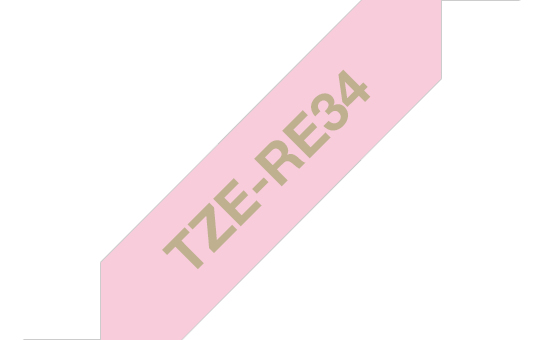Brother TZERE34 tyg 12 mm, guld på rosa