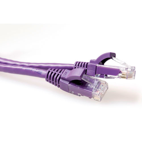 Purple 0.5 meter U/UTP CAT6A patch cable snagless with RJ45 connectors