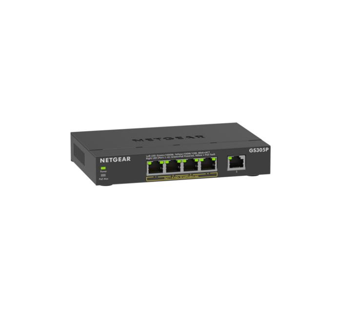 Netgear GS305P-300EUS (GS305P) | Unmanaged | 5x Port | 1Gbit/s | 63W PoE