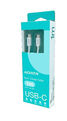ADATA USB 2.0 Kabel, USB-C Stecker > USB-C Stecker (wei, 1 Meter, PD 3.0, QC 3.0, Laden mit bis zu 100 Watt)
