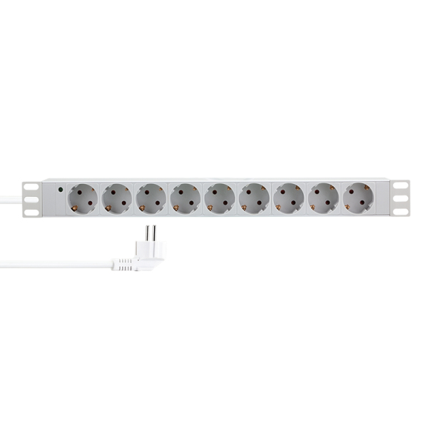 9er Steckdosenleiste 19" PDU LogiLink Hellgrau