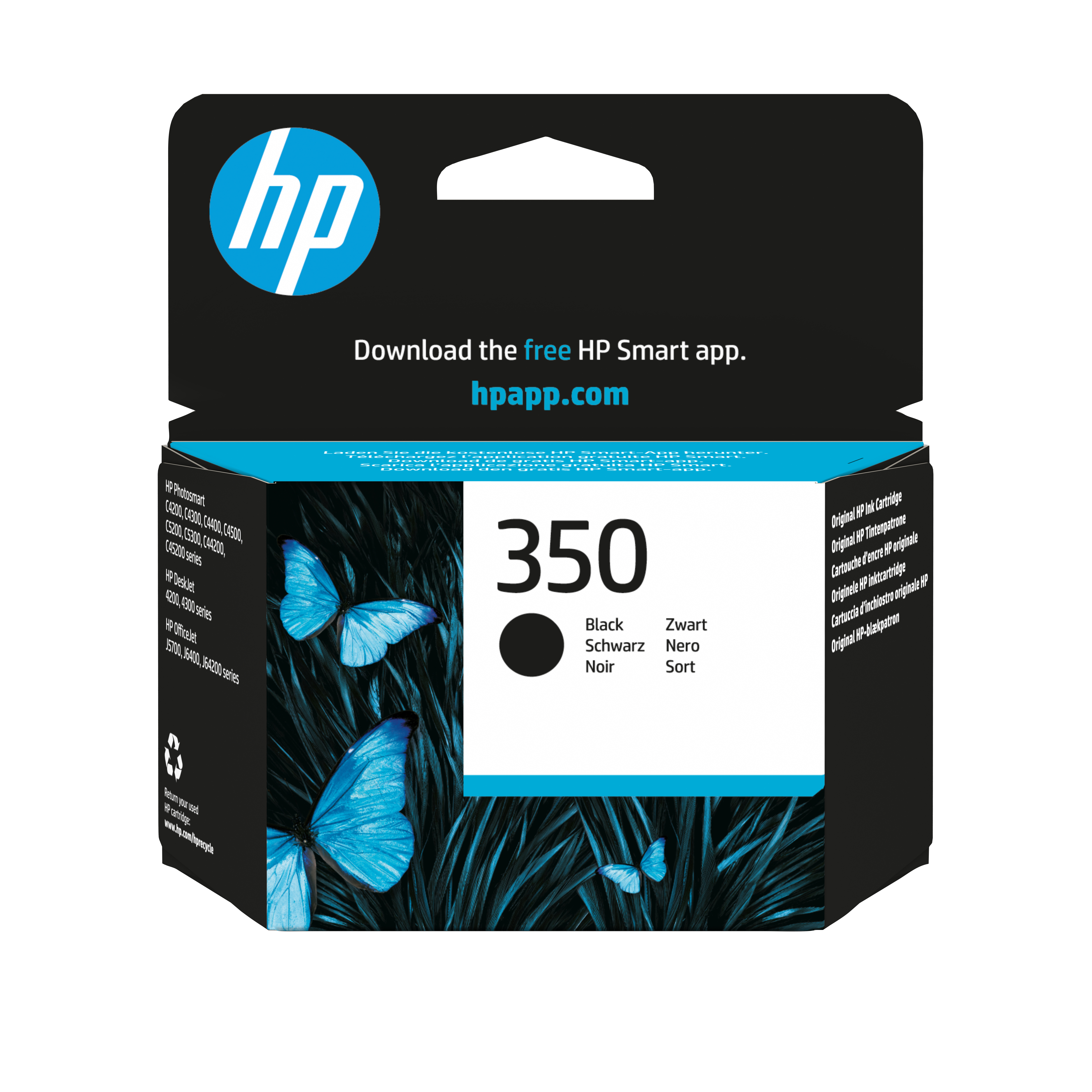 HP 350 Sort 200 sider Blæk CB335EE