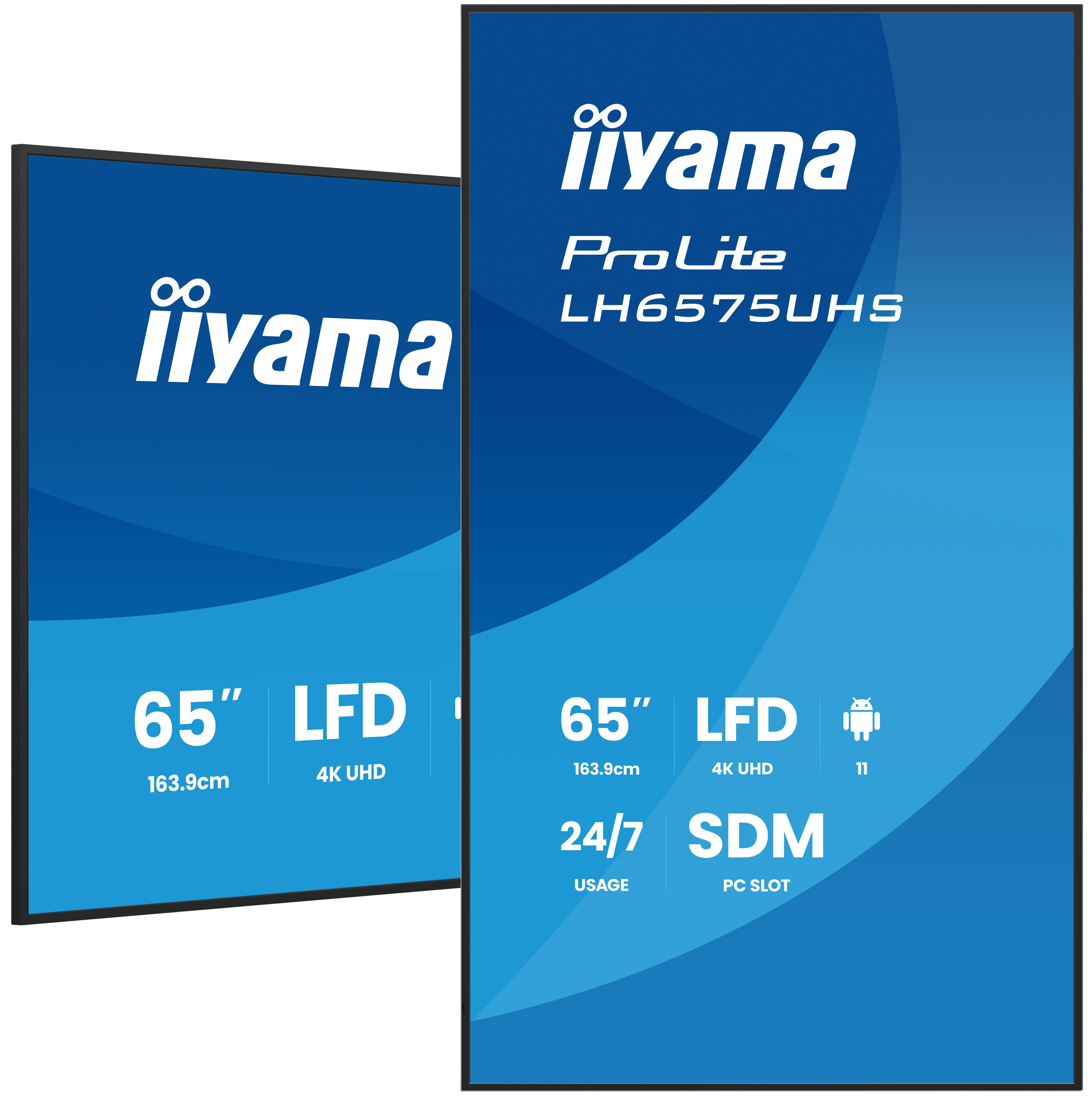 iiyama 65" 3840x2160, UHD IPS panel,  Haze 25%, 500cd/m?, Landscape  and Portrait