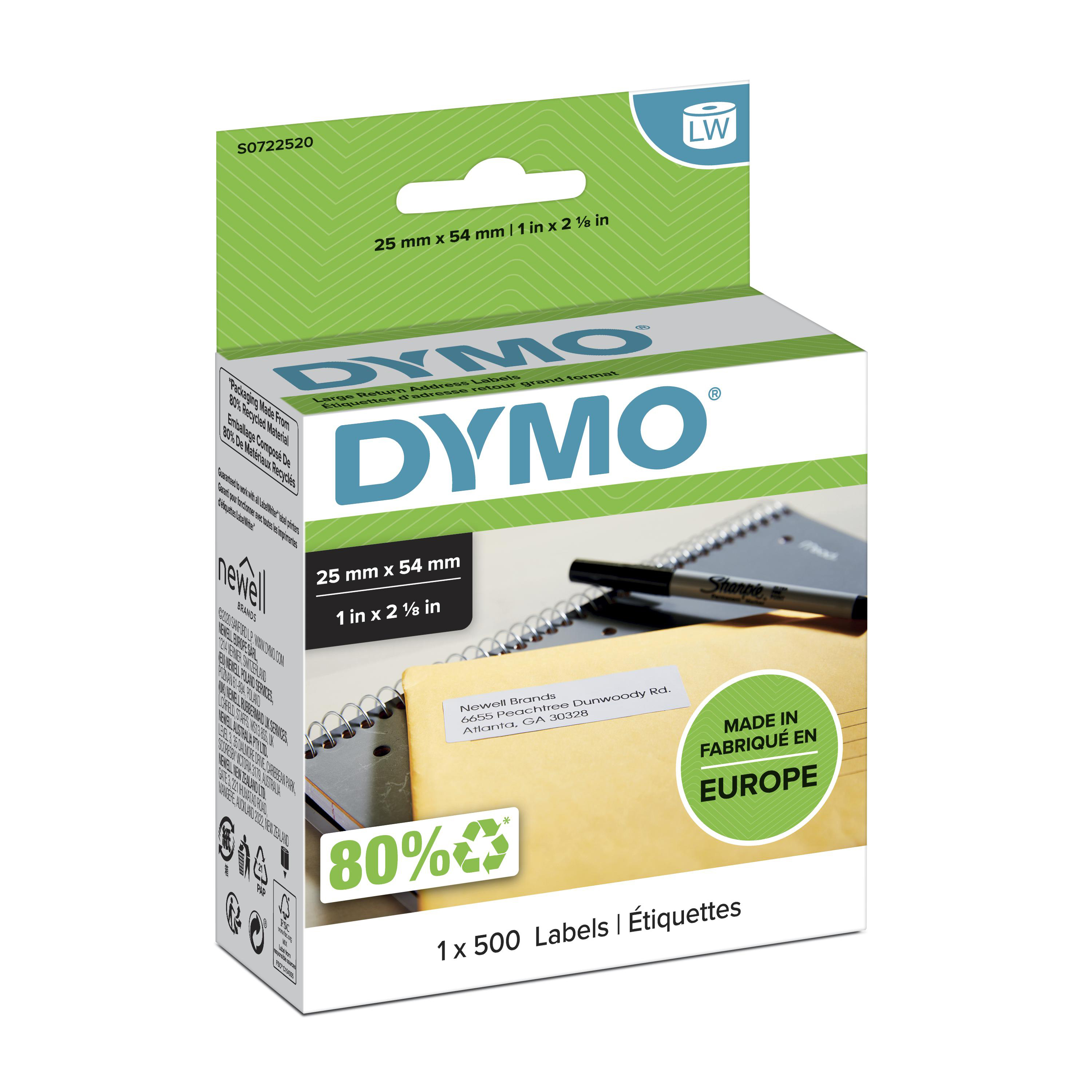Dymo Rücksendeadressaufkleber S0722520 54 x 25mm weiss