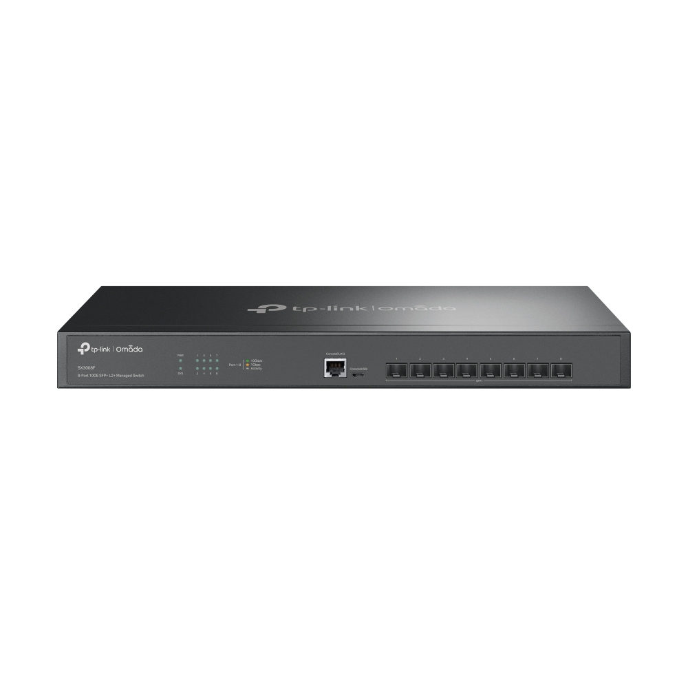 TP-LINK Omada 8-Port 10GE SFP+ L2+ Managed Switch 8x 10G SFP+ Slots RJ45/Micro-USB Console Port