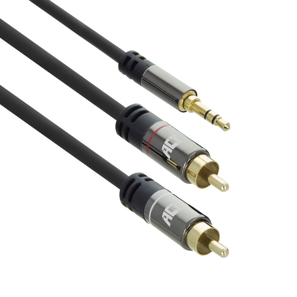 1.5 meter High Quality audio connection cable 1x 3.5mm stereo jack male - 2x RCA male