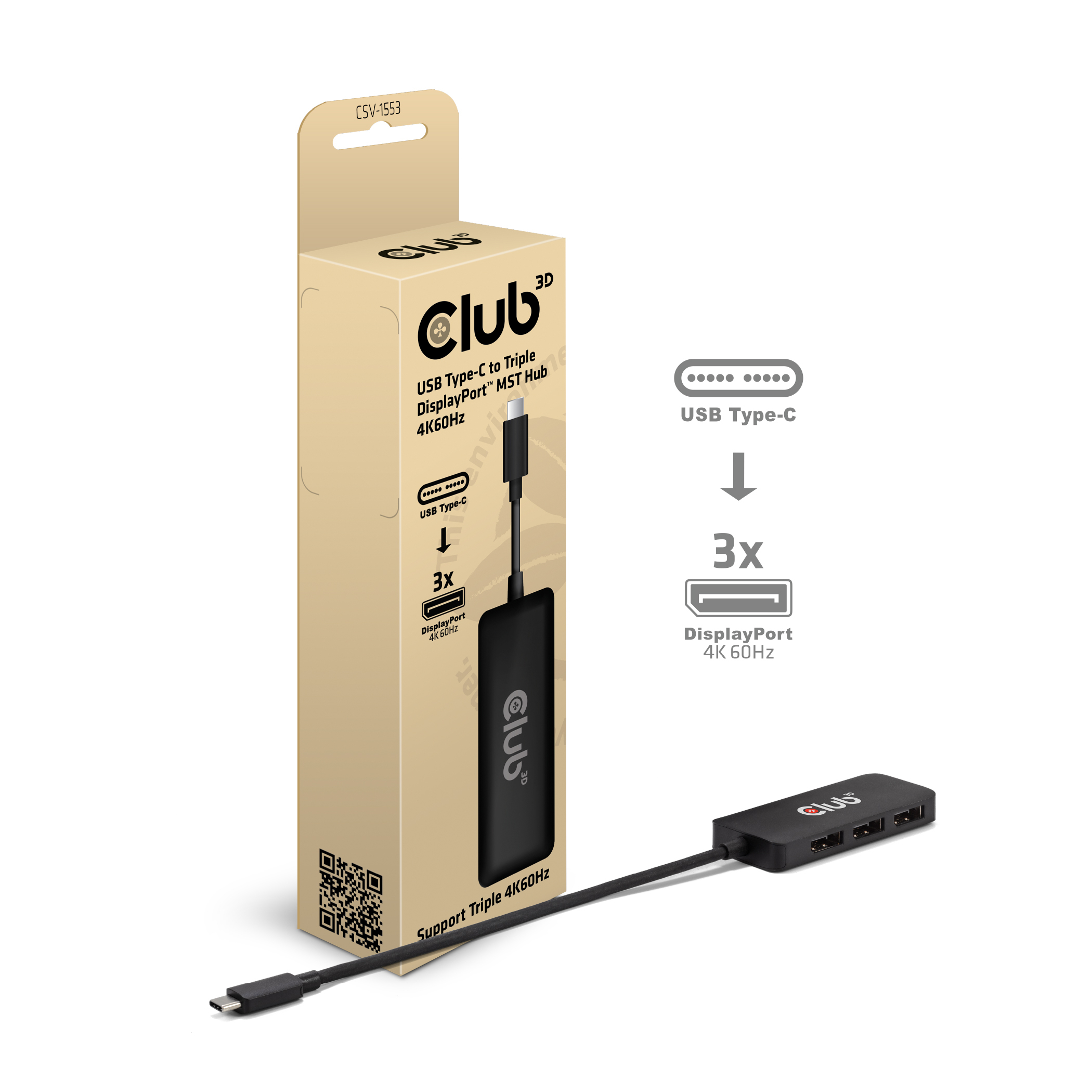 Club3D MST-Hub USB 3.2 Typ C > 3x DP