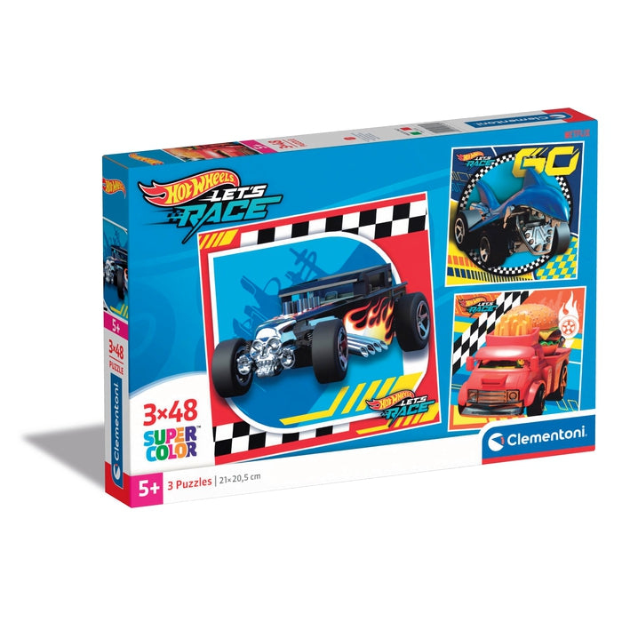 3x48 pcs Puzzles Kids Hotwheels