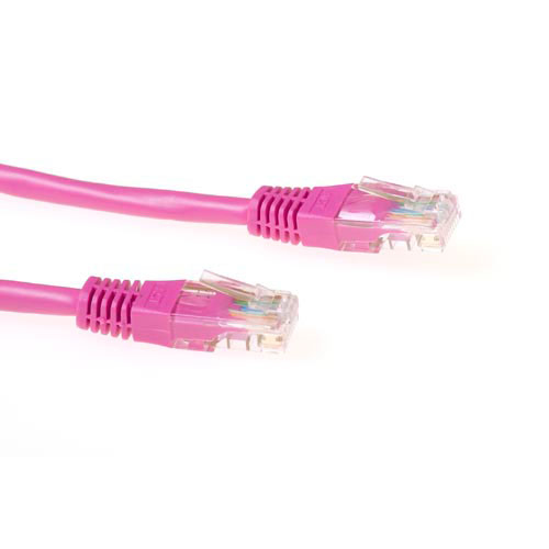 Pink 0.5 meter U/UTP CAT5E patch cable with RJ45 connectors