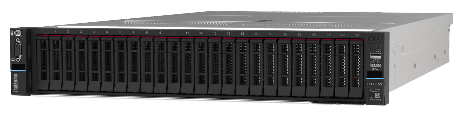 LENOVO ISG ThinkSystem SR665 V3 AMD EPYC 9115 16C 2.6GHz 125W 1x32GB 2Rx8 RAID 940-8i 4GB Flash PCIe Gen4 12Gb Adapter 1x750W