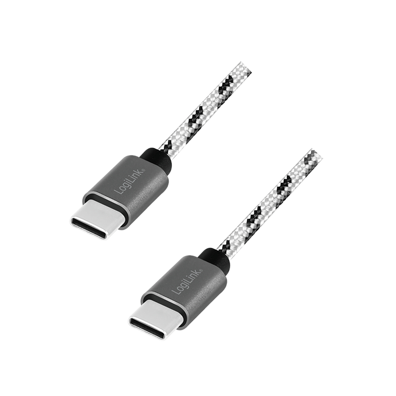 USB 2.0 Type-C 3-pack cable set, C/M to C/M, alu, nylon, white/black