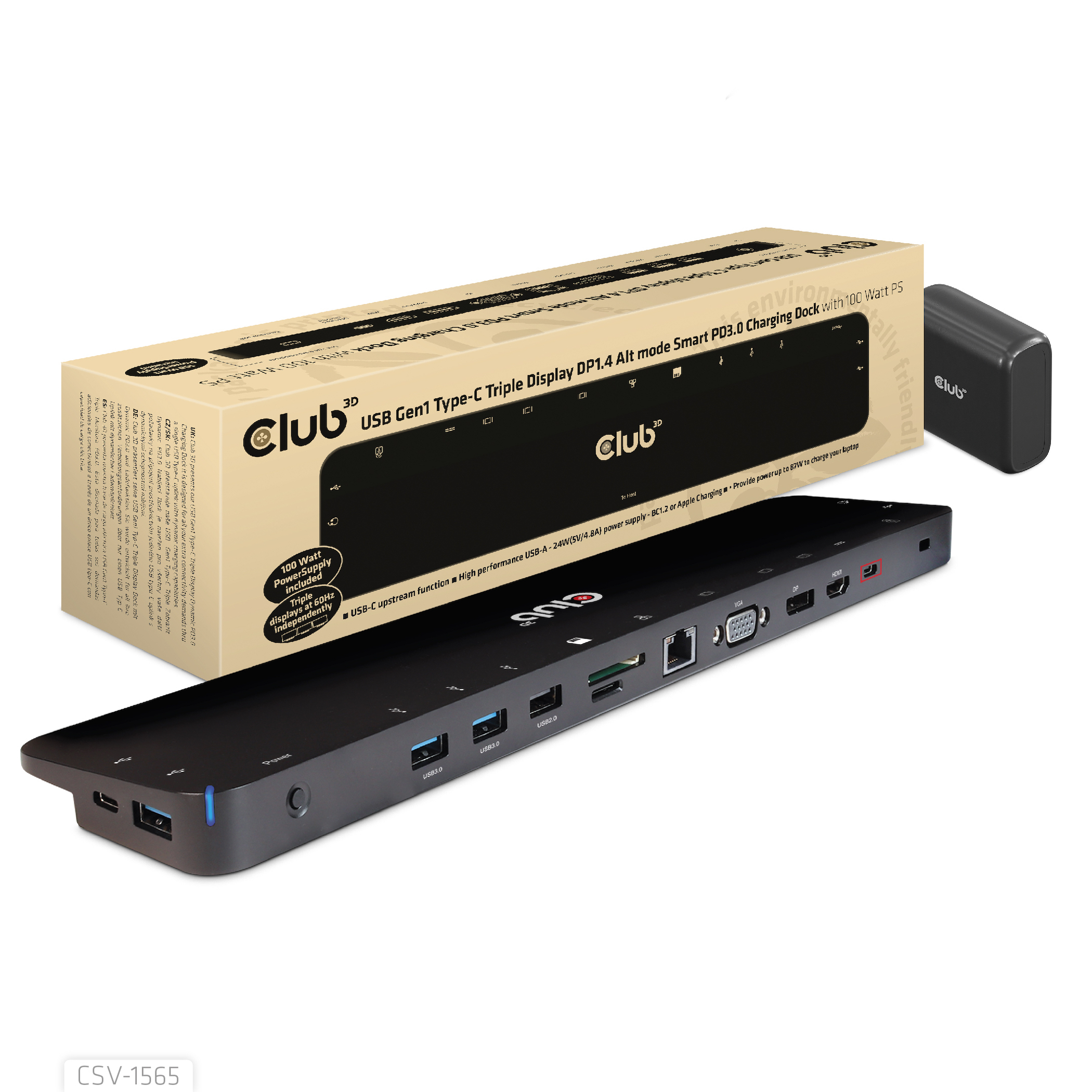 Club3D 4K ChargingDock USB-C ->5xUSB3/