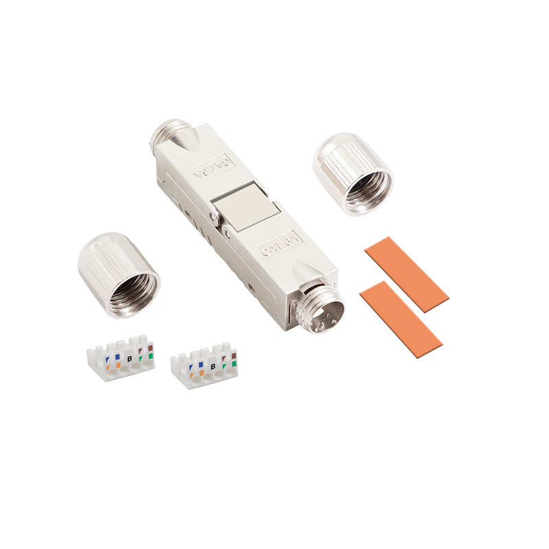 Field assembly Cat.6A cable connector, shielded, screw type strain relief