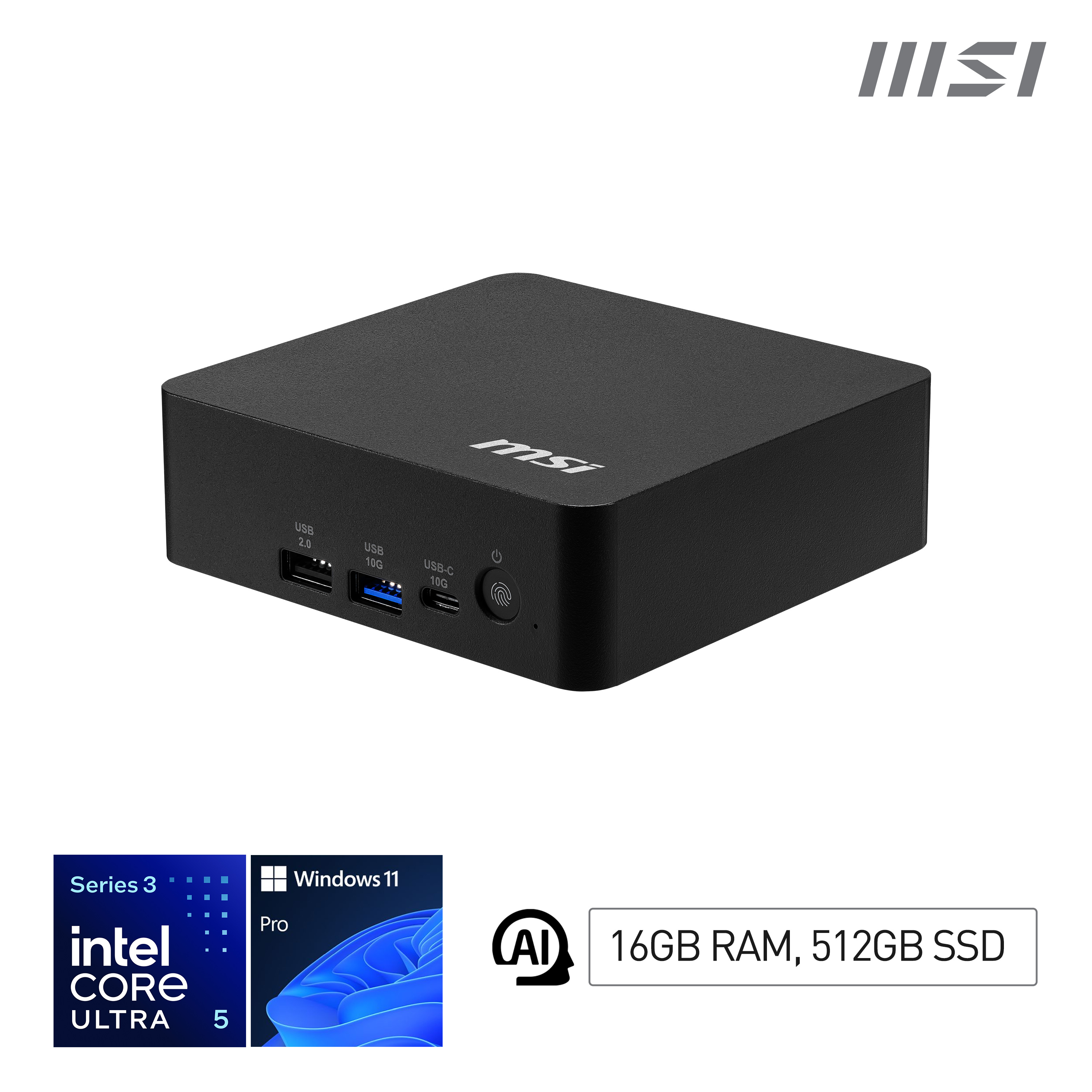 MSI Cubi NUC AI+ 3MG-004EU Mini PC 322 Intel Core Ultra 5 16GB 512GB Windows 11 Pro