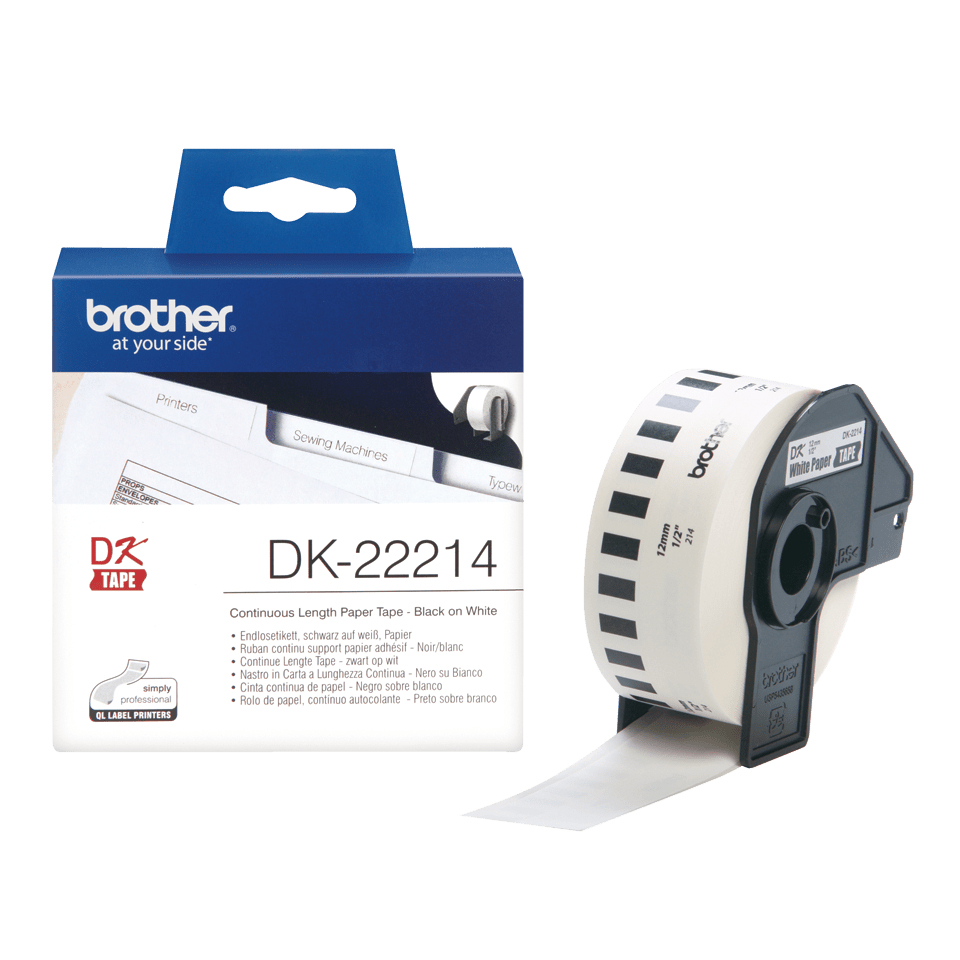 Brother Endlosetiketten (Papier) DK22214 schwarz auf weiss 12mm x 30,48m