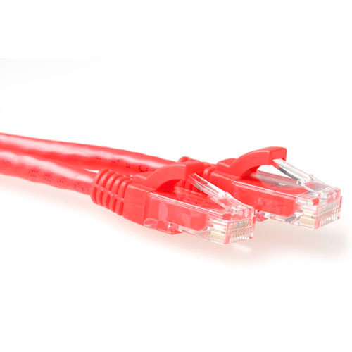 Red 0.5 meter U/UTP CAT6A patch cable snagless with RJ45 connectors